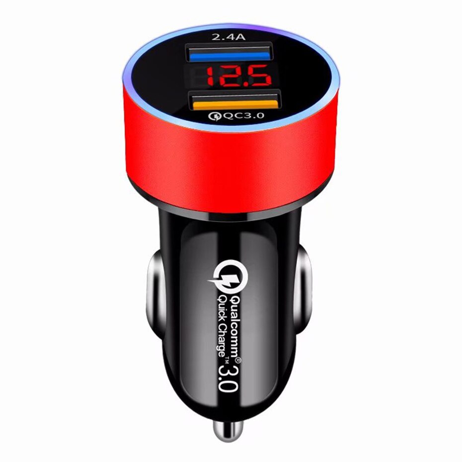 Chargeur voiture double USB QC 3.0 avec écran LCD