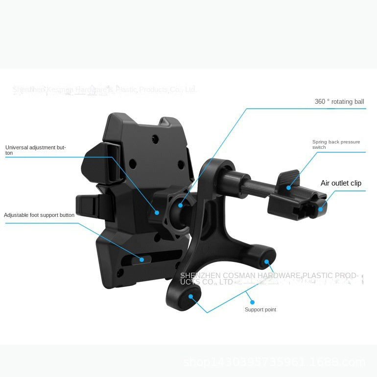 Long Rod Automatic Lock Car Phone Holder Telescopic Suction Cup Mount for Car Air Vent Lazy Live Streaming