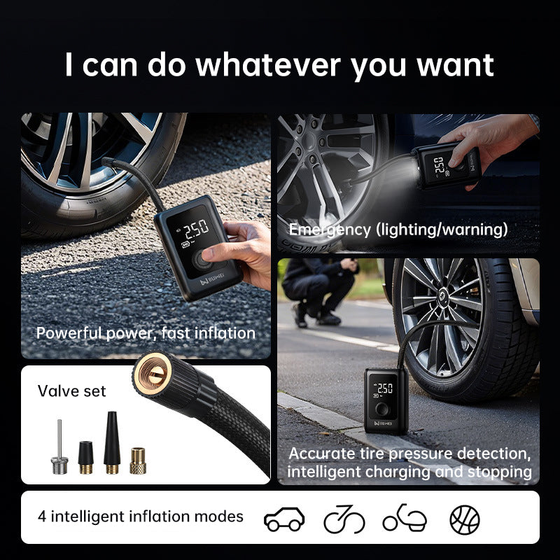 150PSI Rechargeable Electric Tire Pump with Light & LCD: for cars, bikes
