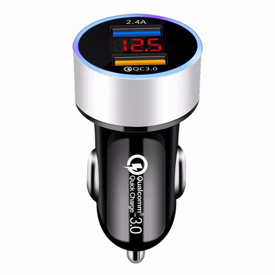Chargeur voiture double USB QC 3.0 avec écran LCD