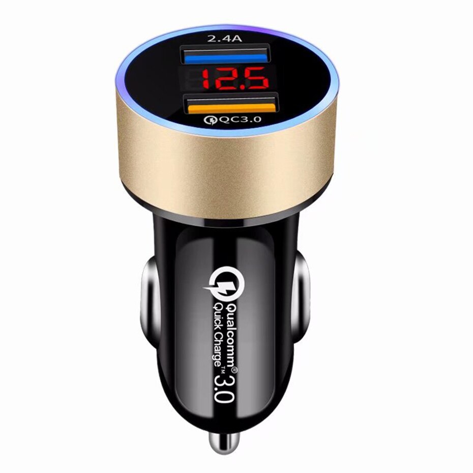 Chargeur voiture double USB QC 3.0 avec écran LCD