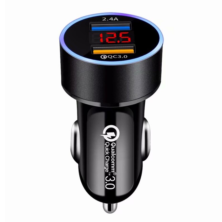 Chargeur voiture double USB QC 3.0 avec écran LCD